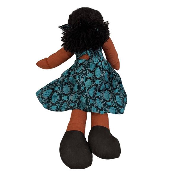 Amani ya Juu 19" African Black Cloth Rag Doll Folk Art Handmade In Kenya. - Picture 2 of 4